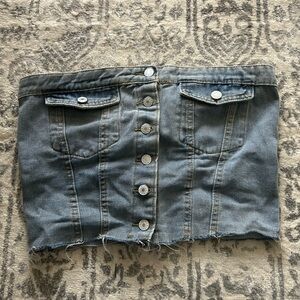 Strapless denim button up top